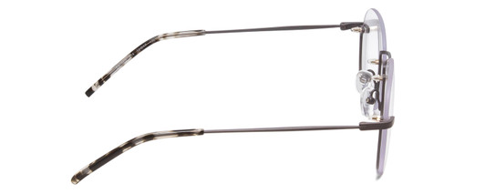 Side View of DKNY DK1000 Designer Single Vision Prescription Rx Eyeglasses in Satin Grey Tortoise Ladies Round Semi-Rimless Metal 52 mm