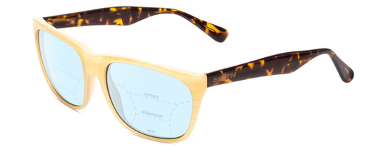 Profile View of Smith Optics Tioga Designer Progressive Lens Blue Light Blocking Eyeglasses in Horn Ivory Milk Marble Tortoise Brown Unisex Classic Full Rim Acetate 58 mm
