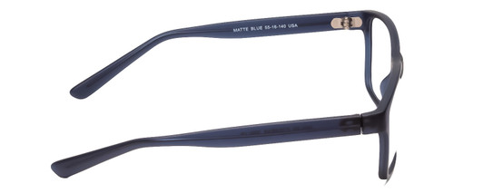 Side View of 2000&Beyond 3059 Designer Blue Light Blocking Eyeglasses in Matte Blue Mens Classic Full Rim Acetate 55 mm
