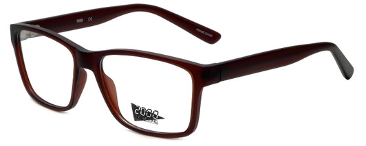 Profile View of 2000&Beyond 3059 Designer Progressive Lens Blue Light Blocking Eyeglasses in Matte Brown Mens Classic Full Rim Acetate 55 mm