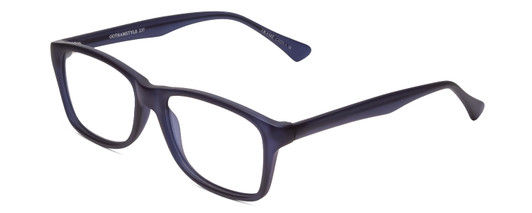 Profile View of Gotham Style 237 Designer Blue Light Blocking Eyeglasses in Matte Blue Unisex Classic Full Rim Acetate 55 mm