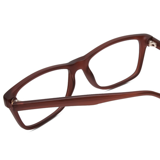 Close Up View of Gotham Style 237 Designer Bi-Focal Prescription Rx Eyeglasses in Matte Brown Unisex Classic Full Rim Acetate 55 mm