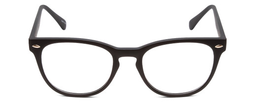 Front View of Gotham Style 252 Designer Reading Eye Glasses with Custom Cut Powered Lenses in Matte Black Unisex Round Full Rim Acetate 52 mm