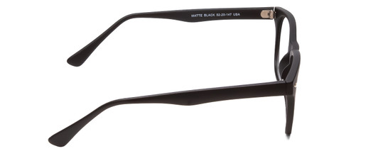 Side View of Gotham Style 252 Designer Blue Light Blocking Eyeglasses in Matte Black Unisex Round Full Rim Acetate 52 mm