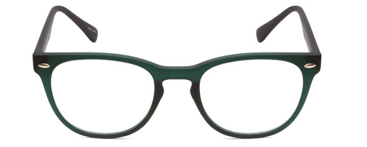 Front View of Gotham Style 252 Designer Progressive Lens Prescription Rx Eyeglasses in Matte Green Unisex Round Full Rim Acetate 52 mm