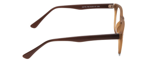 Side View of Gotham Style 252 Designer Blue Light Blocking Eyeglasses in Matte Tan Brown Unisex Round Full Rim Acetate 52 mm