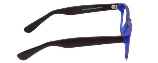 Side View of Gotham Style 253 Designer Blue Light Blocking Eyeglasses in Matte Blue Unisex Classic Full Rim Acetate 52 mm