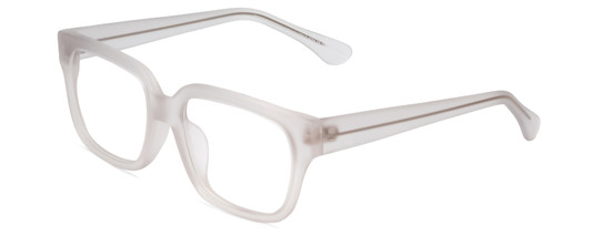 Profile View of Gotham Style 254 Designer Progressive Lens Blue Light Blocking Eyeglasses in Matte Crystal Clear Mens Square Full Rim Acetate 54 mm