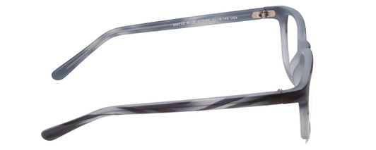 Side View of Gotham Style 256 Designer Blue Light Blocking Eyeglasses in Matte Blue Stripe Mens Classic Full Rim Acetate 55 mm