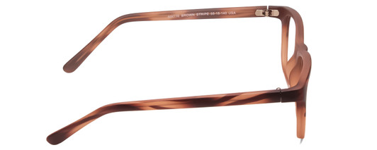 Side View of Gotham Style 256 Designer Single Vision Prescription Rx Eyeglasses in Matte Brown Stripe Mens Classic Full Rim Acetate 55 mm