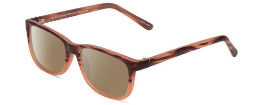 Profile View of Gotham Style 256 Designer Polarized Sunglasses with Custom Cut Amber Brown Lenses in Matte Brown Stripe Mens Classic Full Rim Acetate 55 mm