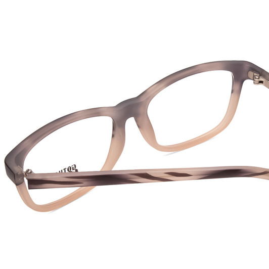 Close Up View of Gotham Style 256 Designer Bi-Focal Prescription Rx Eyeglasses in Matte Grey Stripe Mens Classic Full Rim Acetate 55 mm