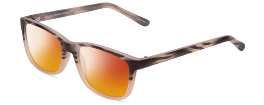 Profile View of Gotham Style 256 Designer Polarized Sunglasses with Custom Cut Red Mirror Lenses in Matte Grey Stripe Mens Classic Full Rim Acetate 55 mm