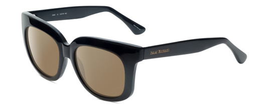 Profile View of Isaac Mizrahi IM40-10 Designer Polarized Sunglasses with Custom Cut Amber Brown Lenses in Black Ladies Retro Full Rim Acetate 52 mm