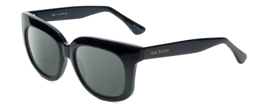 Profile View of Isaac Mizrahi IM40-10 Designer Polarized Reading Sunglasses with Custom Cut Powered Smoke Grey Lenses in Black Ladies Retro Full Rim Acetate 52 mm