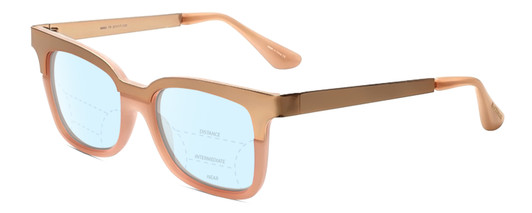Profile View of Isaac Mizrahi IM90-79 Designer Progressive Lens Blue Light Blocking Eyeglasses in Rose Gold Unisex Cateye Full Rim Acetate 51 mm