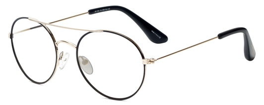 Profile View of Isaac Mizrahi IM103-10 Designer Progressive Lens Blue Light Blocking Eyeglasses in Black Gold Unisex Aviator Full Rim Metal 55 mm