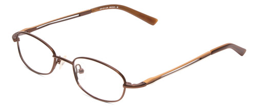 Profile View of Vivid KIDS 115 Unisex Oval Blue Light Glasses Bronze Brown Tan White 44mm Custom