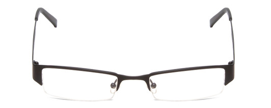Front View of Vivid 412 Designer Single Vision Prescription Rx Eyeglasses in Satin Black Unisex Rectangle Semi-Rimless Metal 52 mm