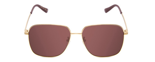 Front View of GUCCI GG0987SA-002 Unisex Classic Designer Sunglasses in Gold & Plum/Brown 60 mm