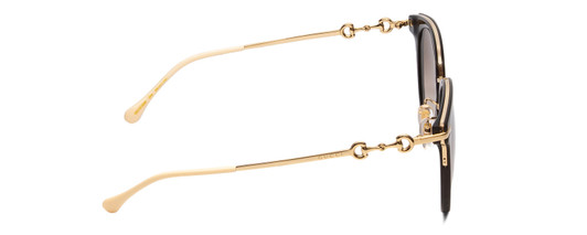 Side View of GUCCI GG1015SK-004 Womens Cateye Designer Sunglasses Black Gold/White/Brown 56mm