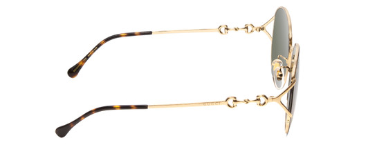 Side View of GUCCI GG1017SK-002 Womens Round Sunglasses in Gold & Tortoise Havana/Green 58 mm