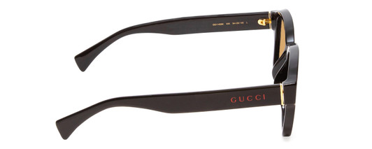 Side View of GUCCI GG1140SK-003 Unisex Classic Designer Sunglasses in Black & Gold/Brown 54mm