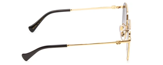 Side View of GUCCI GG1142SA-001 Womens Classic Designer Sunglasses Gold/Black/Grey Smoke 56mm