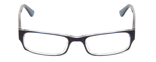 Front View of Moda Vision 2013 Designer Progressive Lens Prescription Rx Eyeglasses in Blue Crystal Layer Mosaic Black Unisex Rectangle Full Rim Acetate 55 mm