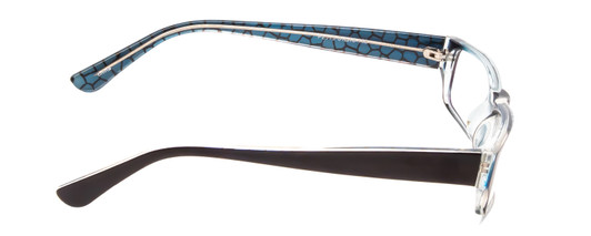 Side View of Moda Vision 2013 Designer Progressive Lens Prescription Rx Eyeglasses in Blue Crystal Layer Mosaic Black Unisex Rectangle Full Rim Acetate 55 mm