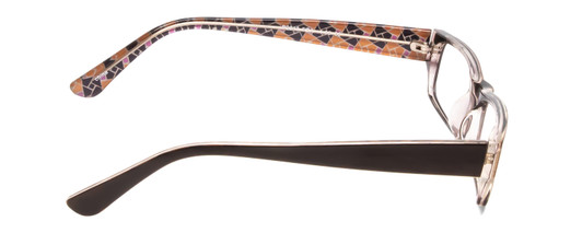 Side View of Moda Vision 2013 Designer Reading Eye Glasses with Custom Cut Powered Lenses in Brown Crystal Layer Mosaic Unisex Rectangle Full Rim Acetate 55 mm
