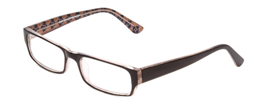 Profile View of Moda Vision 2013 Designer Blue Light Blocking Eyeglasses in Brown Crystal Layer Mosaic Unisex Rectangle Full Rim Acetate 55 mm