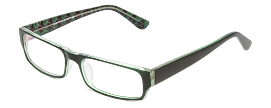 Profile View of Moda Vision 2013 Designer Bi-Focal Prescription Rx Eyeglasses in Green Crystal Layer Mosaic Unisex Rectangle Full Rim Acetate 55 mm
