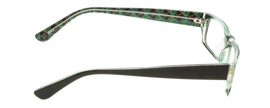 Side View of Moda Vision 2013 Designer Progressive Lens Blue Light Blocking Eyeglasses in Green Crystal Layer Mosaic Unisex Rectangle Full Rim Acetate 55 mm