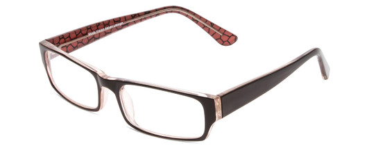 Profile View of Moda Vision 2013 Designer Blue Light Blocking Eyeglasses in Orange Crystal Layer Mosaic Black Unisex Rectangle Full Rim Acetate 55 mm