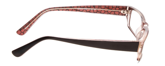 Side View of Moda Vision 2013 Designer Blue Light Blocking Eyeglasses in Orange Crystal Layer Mosaic Black Unisex Rectangle Full Rim Acetate 55 mm