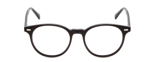 Front View of Ernest Hemingway H4908 Unisex Round Designer Reading Glasses in Gloss Black 49mm