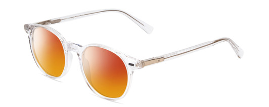 Profile View of Ernest Hemingway H4908 Designer Polarized Sunglasses with Custom Cut Red Mirror Lenses in Clear Crystal Unisex Round Full Rim Acetate 49 mm