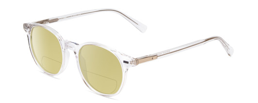 Profile View of Ernest Hemingway H4908 Designer Polarized Reading Sunglasses with Custom Cut Powered Sun Flower Yellow Lenses in Clear Crystal Unisex Round Full Rim Acetate 49 mm