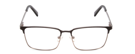 Front View of Ernest Hemingway H4909 Designer Reading Eye Glasses with Custom Cut Powered Lenses in Black/Gun Metal Unisex Rectangle Full Rim Metal 55 mm