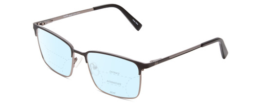 Profile View of Ernest Hemingway H4909 Designer Progressive Lens Blue Light Blocking Eyeglasses in Black/Gun Metal Unisex Rectangle Full Rim Metal 55 mm