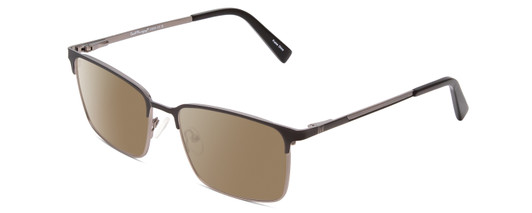 Profile View of Ernest Hemingway H4909 Designer Polarized Sunglasses with Custom Cut Amber Brown Lenses in Black/Gun Metal Unisex Rectangle Full Rim Metal 55 mm