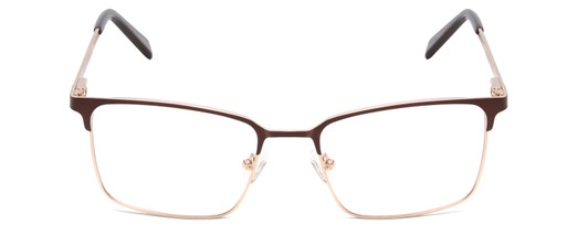 Front View of Ernest Hemingway H4909 Designer Bi-Focal Prescription Rx Eyeglasses in Brown/Gold Unisex Rectangle Full Rim Metal 55 mm