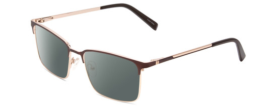 Profile View of Ernest Hemingway H4909 Designer Polarized Sunglasses with Custom Cut Smoke Grey Lenses in Brown/Gold Unisex Rectangle Full Rim Metal 55 mm