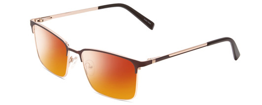 Profile View of Ernest Hemingway H4909 Designer Polarized Sunglasses with Custom Cut Red Mirror Lenses in Brown/Gold Unisex Rectangle Full Rim Metal 55 mm