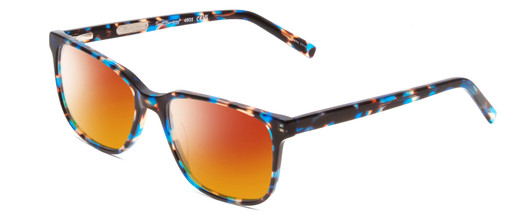 Profile View of Ernest Hemingway H4905 Designer Polarized Sunglasses with Custom Cut Red Mirror Lenses in Blue Auburn Tortoise Havana Ladies Classic Full Rim Acetate 53 mm