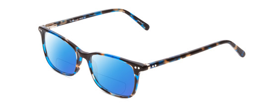 Profile View of Ernest Hemingway H4808 Designer Polarized Reading Sunglasses with Custom Cut Powered Blue Mirror Lenses in Blue Brown Black Glitter Marble Ladies Cateye Full Rim Acetate 52 mm