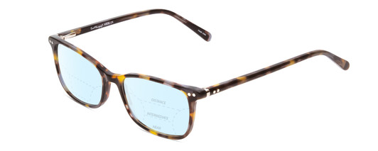 Profile View of Ernest Hemingway H4808 Designer Progressive Lens Blue Light Blocking Eyeglasses in Brown Yellow Gold Marble Ladies Cateye Full Rim Acetate 52 mm