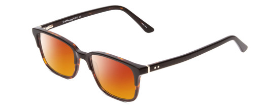 Profile View of Ernest Hemingway H4811 Designer Polarized Sunglasses with Custom Cut Red Mirror Lenses in Gloss Black/Auburn Brown Yellow Tortoise Havana Layered Unisex Cateye Full Rim Acetate 53 mm