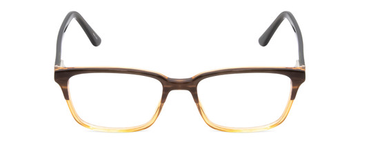 Front View of Ernest Hemingway H4811 Designer Reading Eye Glasses with Custom Cut Powered Lenses in Brown/Light Beige Clear Mist Layered Unisex Cateye Full Rim Acetate 53 mm